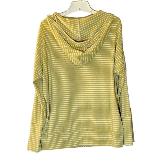 Sundance Mustard Yellow Striped Oversize Hoodie Lightweight Sweatshirt Size Med - Picture 3 of 7